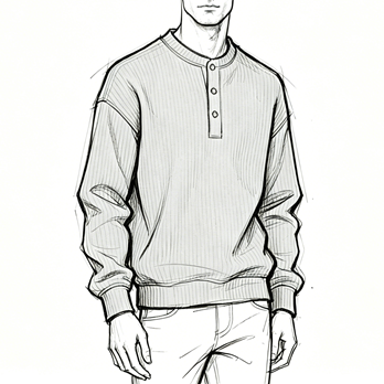 French rib henley sweatshirt