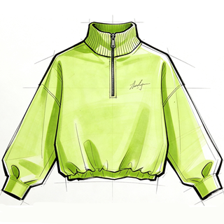 Cropped Half Zip Sweatshirt