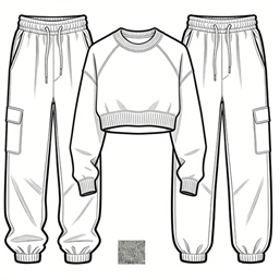 Cropped Sweatshirt & Cargo Jogger Set