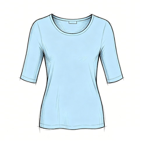 Jersey 3/4 Sleeve Scoop Neck Top