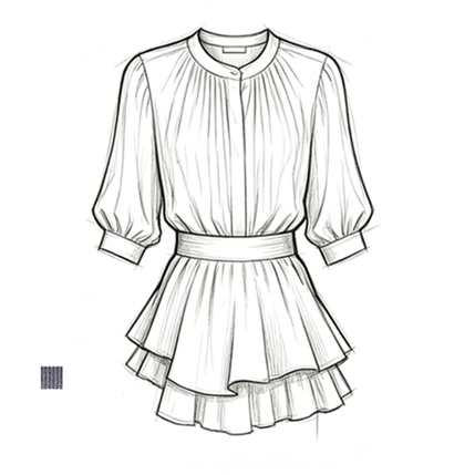 Jersey Puff Sleeve Peplum Blouse