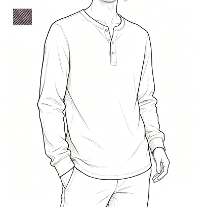 Jersey Long Sleeve Henley T-Shirt