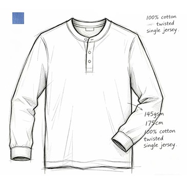 Jersey Henley Long Sleeve T-Shirt