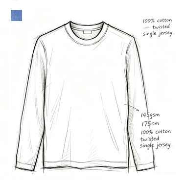 Jersey Crew Neck Long Sleeve T-Shirt
