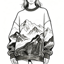 Polar fleece mountain print pullover
