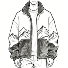 Polar fleece mountain print zip jacket