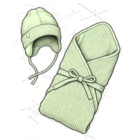 Rib baby hat and swaddle set