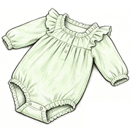 Rib baby puff sleeve romper