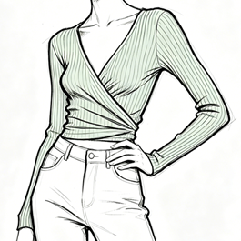 Rib wrap V-neck top
