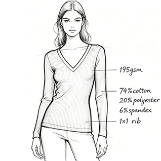 Rib V-neck fitted top
