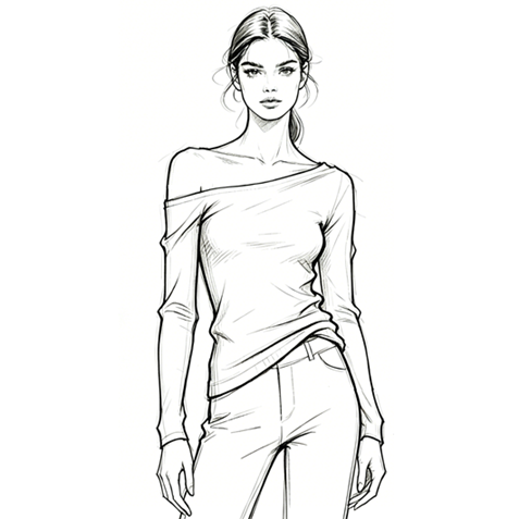 Rib off shoulder fitted top