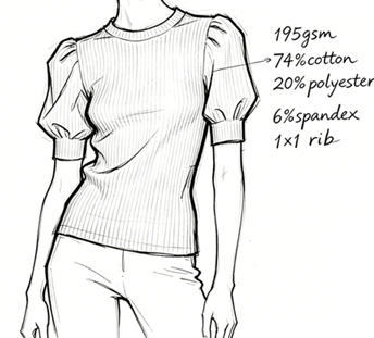 Rib puff sleeve top