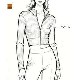 Rib zip-up cropped cardigan