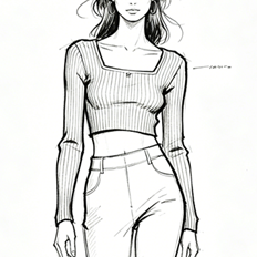 Rib square neck cropped top