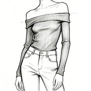 Rib off-shoulder fitted top