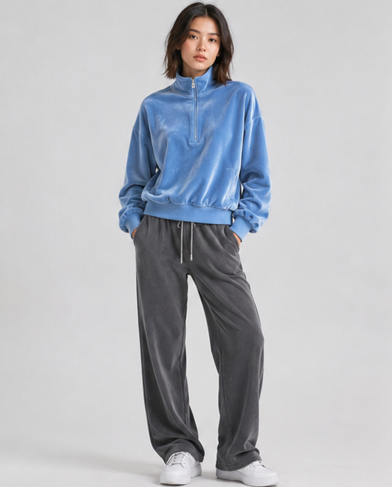 Women’s Velour Half-Zip Sweatshirt 