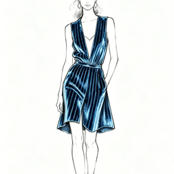 Stripe velour sleeveless dress
