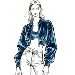 Stripe velour cropped jacket