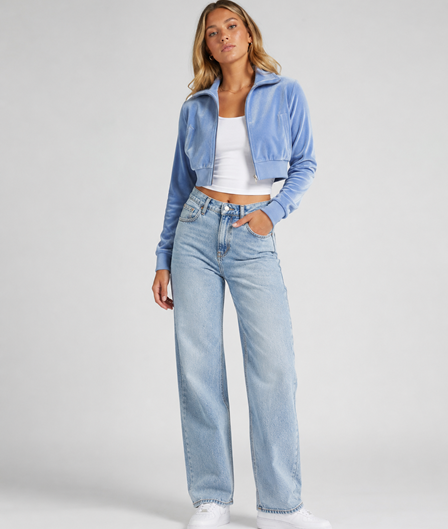 Women’s Velour Cropped Zip Jacket