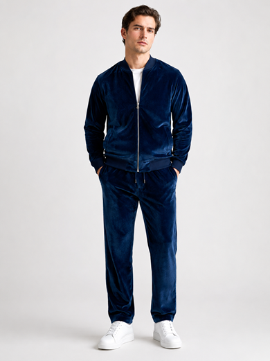 Men’s Velour Zip Jacket and Track Pants Set