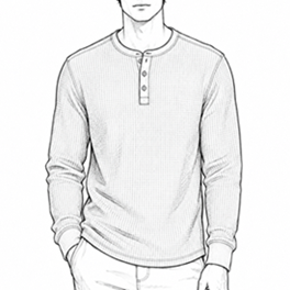 Men’s Waffle Henley Top