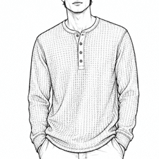 Men’s Waffle Henley Top