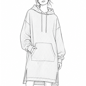 Women’s Longline Waffle Hoodie