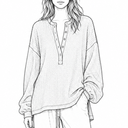 Women’s Oversized Waffle Henley Top