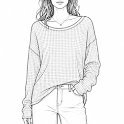 Women’s Oversized Waffle Long Sleeve Top