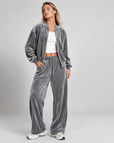 Women’s Velour Bomber Jacket and Pants Set
