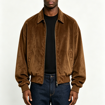 Velour Collared Bomber Jacket